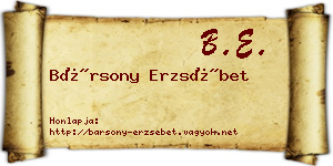 Bársony Erzsébet névjegykártya